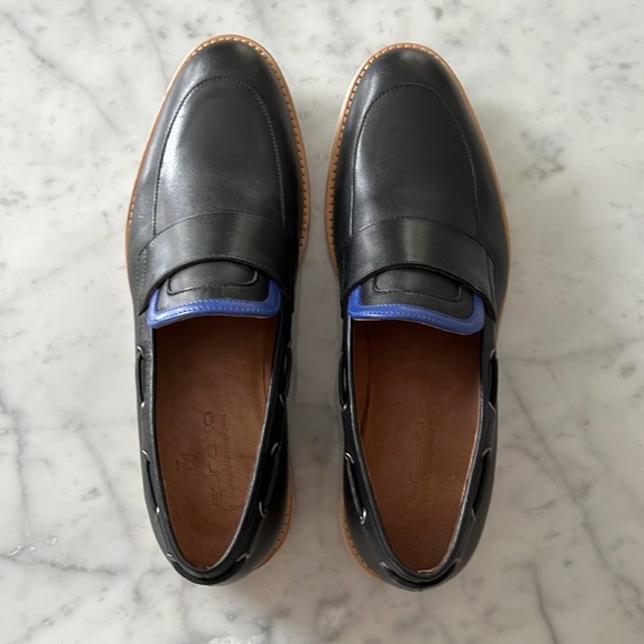 NEW Filipe Sousa Collection Eureka Leather Loafers Boat Shoes Blue and Black 41 - Picture 4 of 11